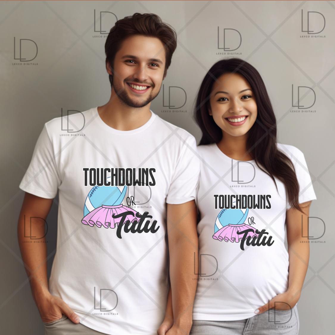 Touchdowns Or Tutu Pregnancy Gender Reveal Bundle SVG/PNG Instant Download Pink Or Blue