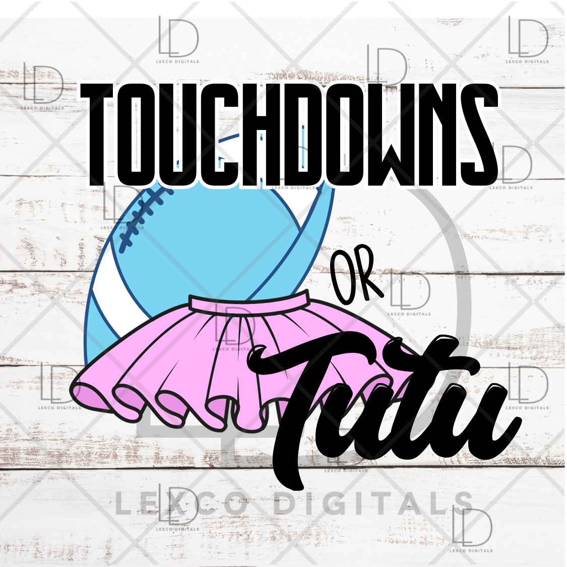 Touchdowns Or Tutu Pregnancy Gender Reveal Bundle SVG/PNG Instant Download Pink Or Blue