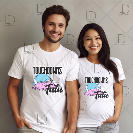 Touchdowns Or Tutu Pregnancy Gender Reveal Bundle  SVG/PNG Instant Download Pink Or Blue