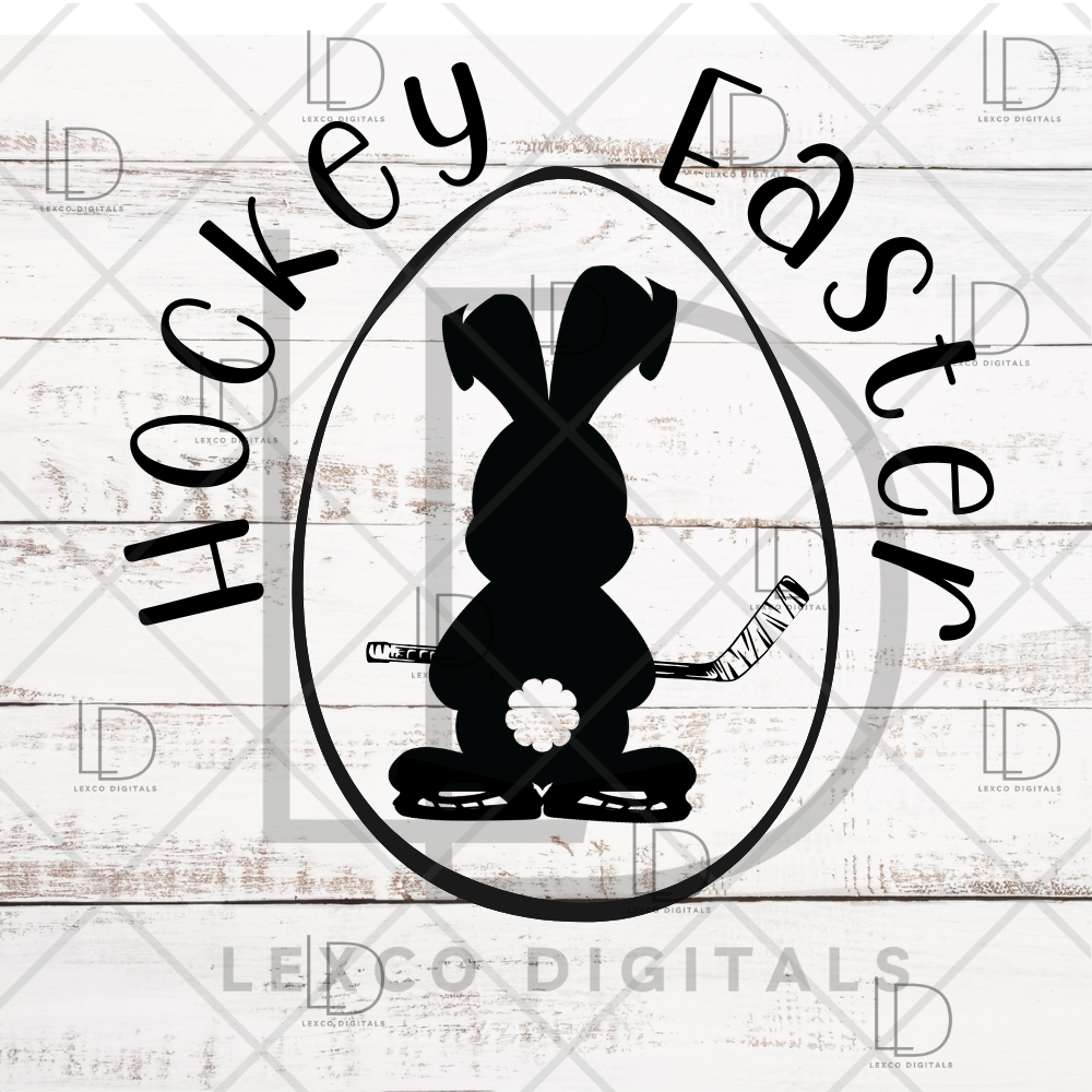 Hockey Easter Bunny With Skates And Ice Hockey Stick PNG/SVG Instant Download Easy Cut File Sublimation Hoodie Crew Neck Mug Tumbler Sticker Tshirt Image