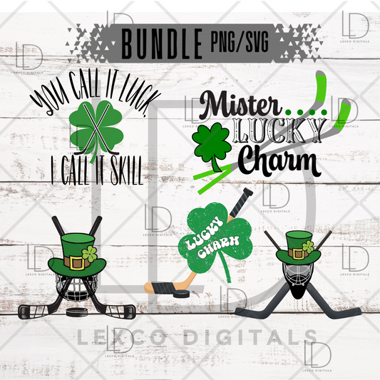 St. Patrick's Day Irish Bundle Hockey SVG/PNG Instant Download Sublimation Images Hoodies Crew Neck Tshirt Car Decal Tumbler Team Shirts