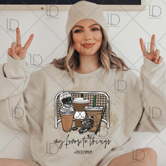 Ice Hockey Mom Love My Favorite Things PNG ONLY Instant Download Easy Sublimation Image Tumbler Hoodie Crew Neck Car Decal Shirt