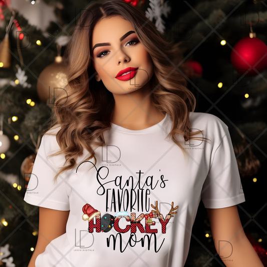 Santa's Favorite Ice Hockey Mom Love Season Stick PNG ONLY Instant Download Sublimation Image Tumbler Hoodie Crew Neck Car Decal Shirt