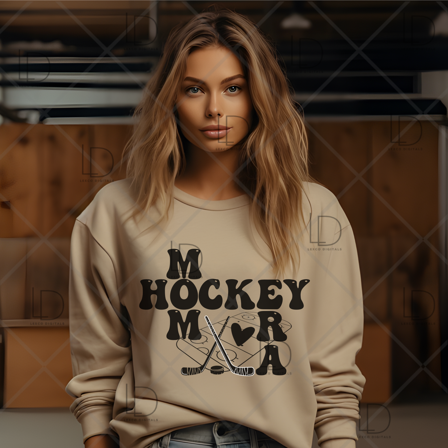 Retro Ice Hockey Mom Era Love Stick PNG SVG Instant Download Easy Cricut Cut File Sublimation Image Tumbler Hoodie Crew Neck Car Decal Shirt