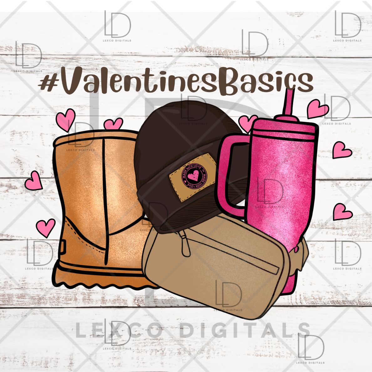 Valentines Day Trendy Boots, Fanny Pack/Satchel, Tumbler, Beanie PNG ONLY Instant Download Sublimation Image Crew Neck Hoodie Sticker Card Decal Mug