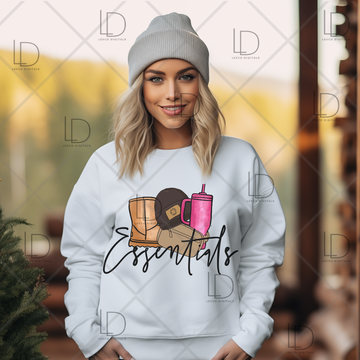 Winter Essentials Trendy Boots, Fanny Pack/Satchel, Beanie, Tumbler PNG ONLY Instant Download Sublimation Image Tumbler Hoodie Crew Neck Car Decal Shirt